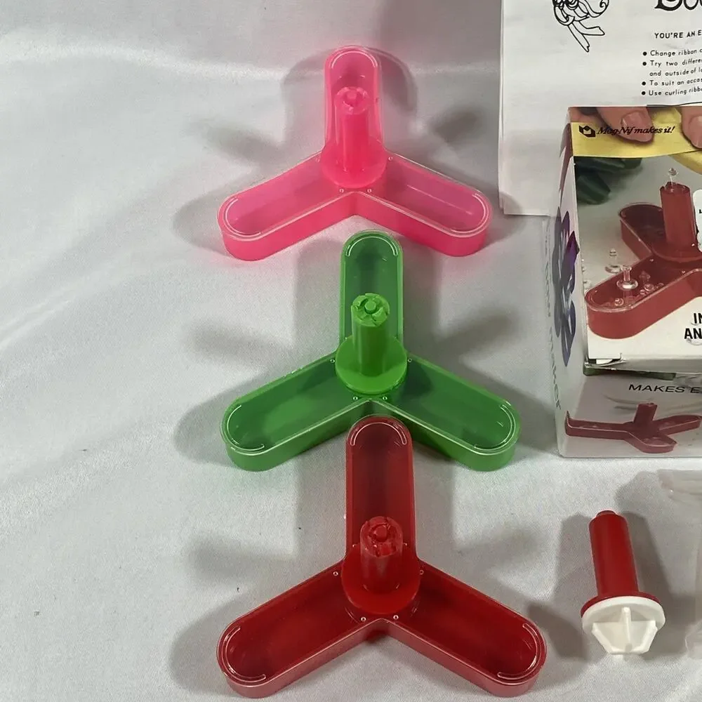 Vintage Lot of 3 Pixie Bow Maker with Pins & Instruction Holidays Bow Party